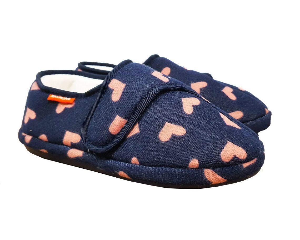 Archline Orthotic Slippers Plus (Navy with Hearts)